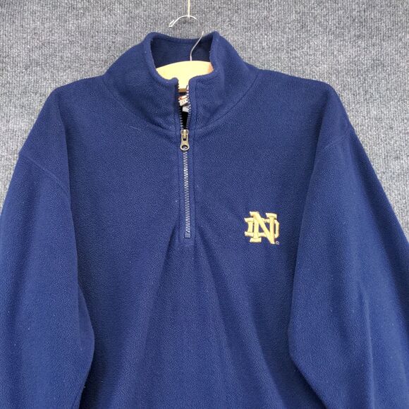 Red Oak Men's 1/4 Zip Fleece Jacket Blue Medium Notre Dame Embroidered - Picture 3 of 13